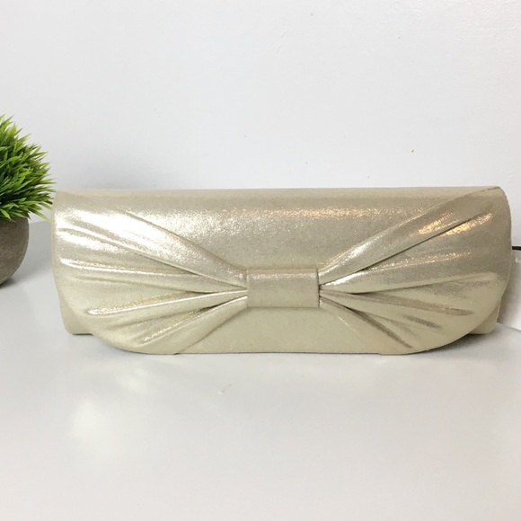 Prom / wedding Elegant bow tie clutch gold fabrics - Picture 2 of 8